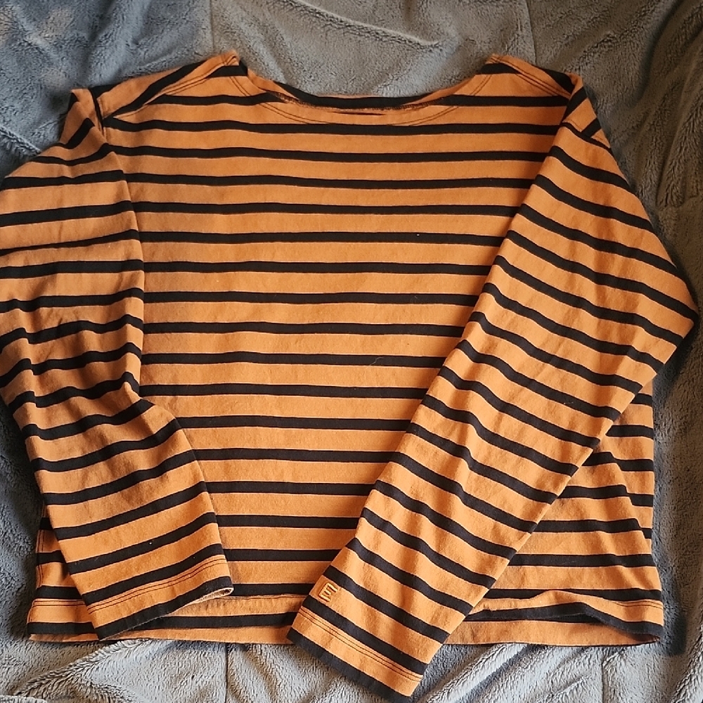 Everlane Orange and Black Striped Shirt In Good Condition